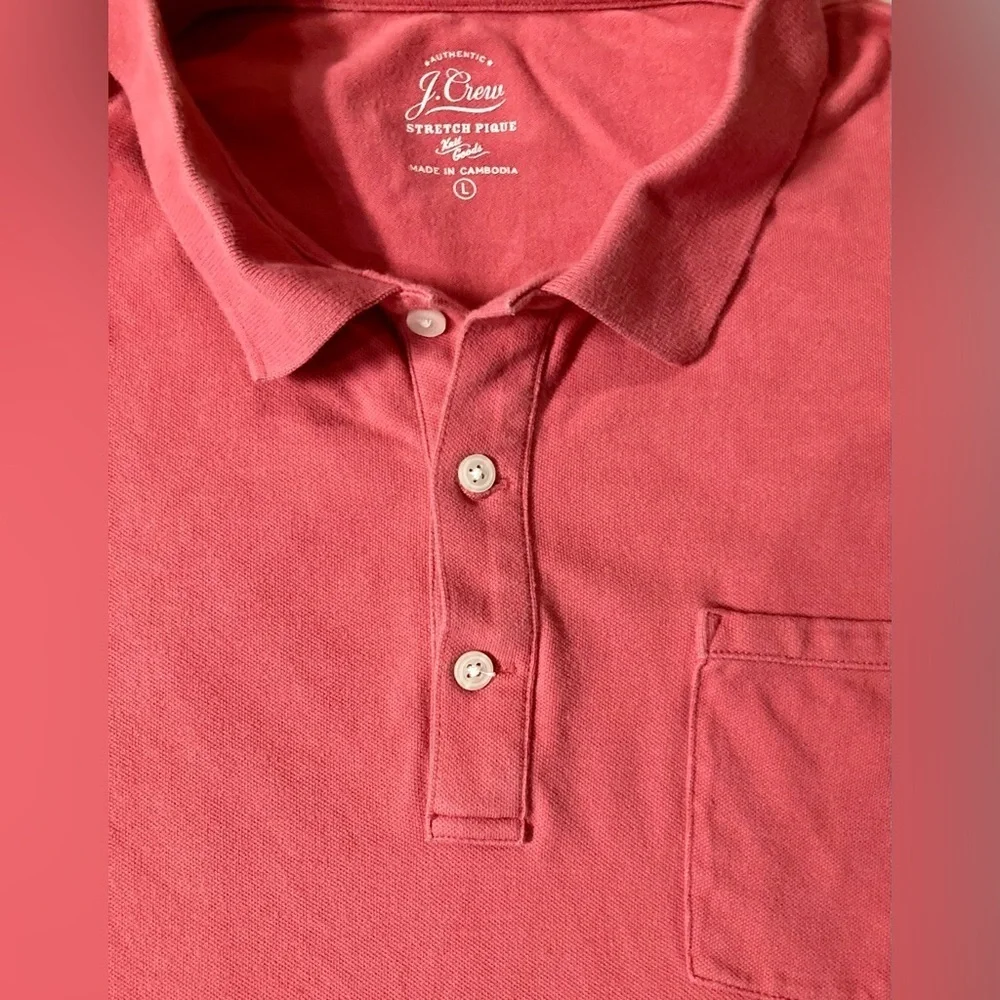 J. Crew Men’s‎ Size Large Reddish-Pink Stretch Pique Cotton Polo Shirt